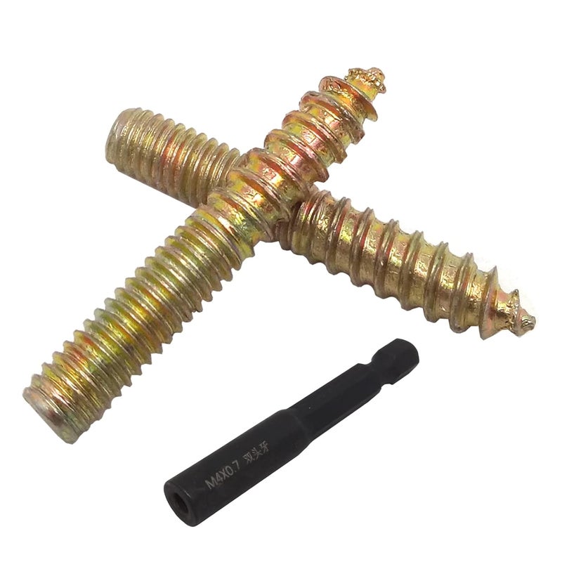 DGZ 20Pcs Hanger Bolts Double Headed Bolts Kit,with (M4x0.7mm) Hanger Bolt Driver, Hanger Bolts for Wood Furniture(M4x25mm) - Image 1